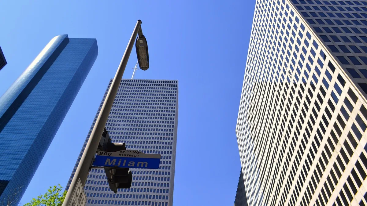 milam avenue, corporate, glass items, skyscraper, architecture, business, tallest, building, city, urban, landmark, modern, sky, tower, travel, high, skyline, cityscape, downtown, exterior, tourism, structure, united, office, blue, street, luxury, houston, texas, business district, skyline district, financial district, money, finance, office building, meeting places, blue sky, offices, street light, street sign, perspective, high-rise, advantage, job, occupation, work, japanese owned building, united states of america, usa, street lamp, design, glass, landscape, window, district, center, reflection, town, commercial, light, paper, eclipse, japanese owned, communication, social, symbolic, society, meeting place, popular, success, inspirational, encouragement, goals, creative, iconic, motivating, motivate, work place, occupy, vision, motivation, education, commercial buildings, real-estate, windows, electricity, technology, contemporary, power, solar energy, panel, industry, future, blue money, blue education, nature, blue meeting, blue paper, blue finance, blue motivation, blue future, blue job, blue conference, blue social, blue vision, blue inspiration, blue lamp